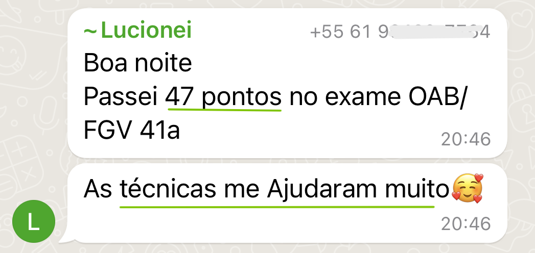 Depoimento de aluno