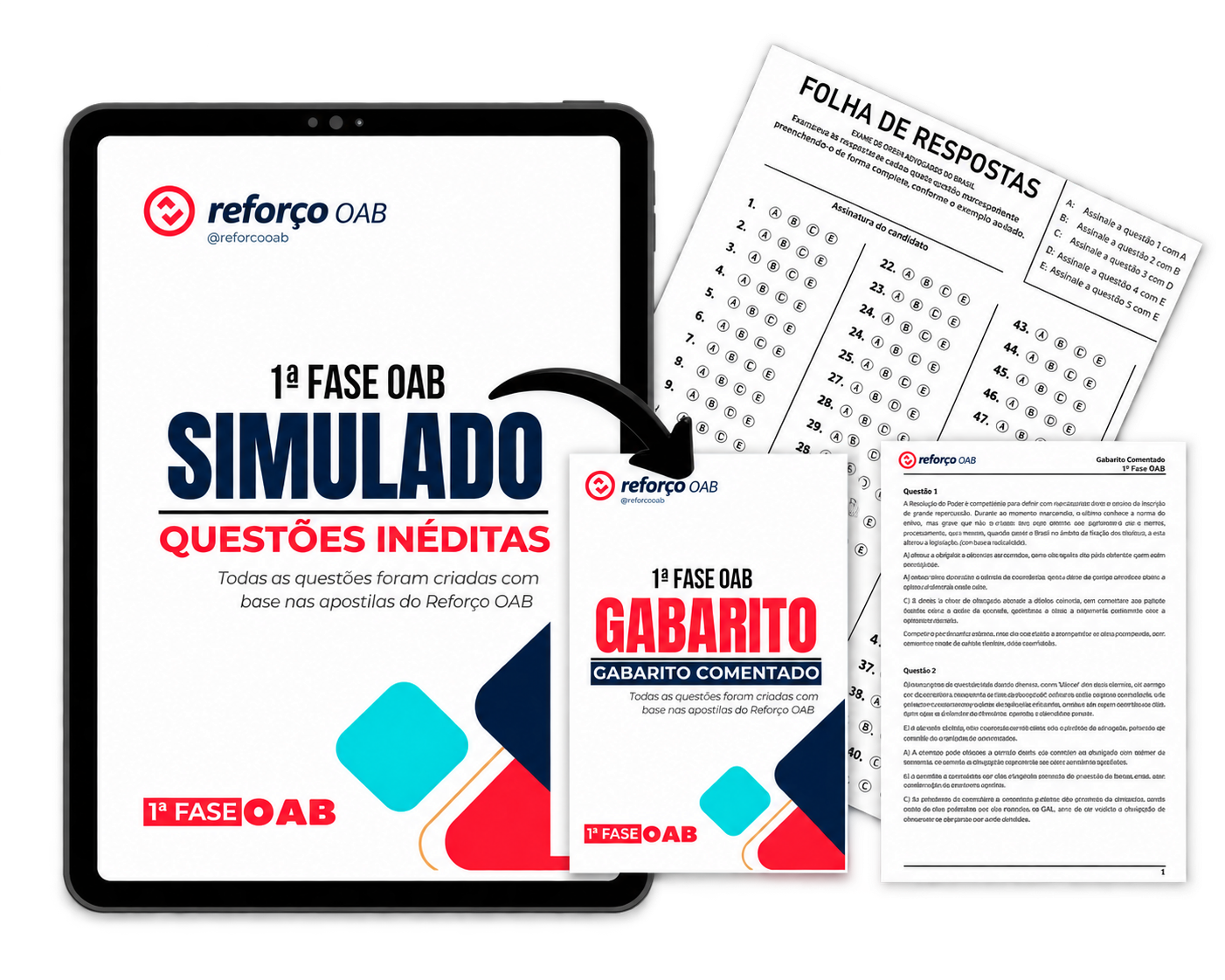 Simulado 1ª Fase OAB com folha de respostas e gabarito comentado