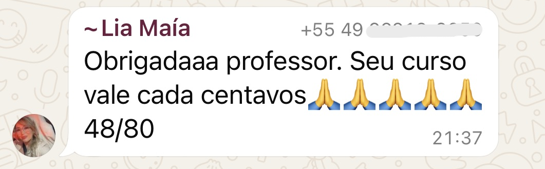 Depoimento de aluna