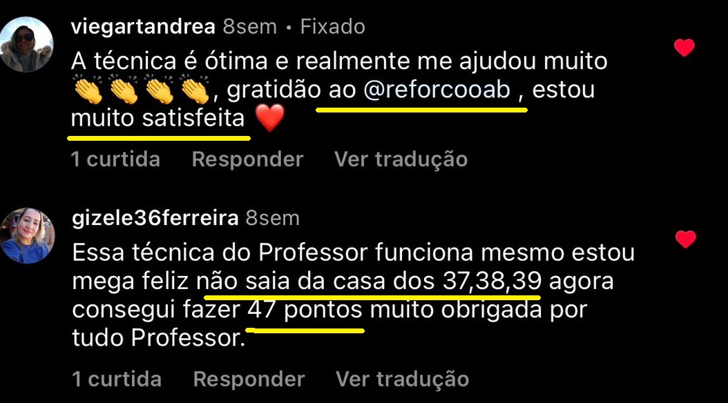 Depoimento de aluno