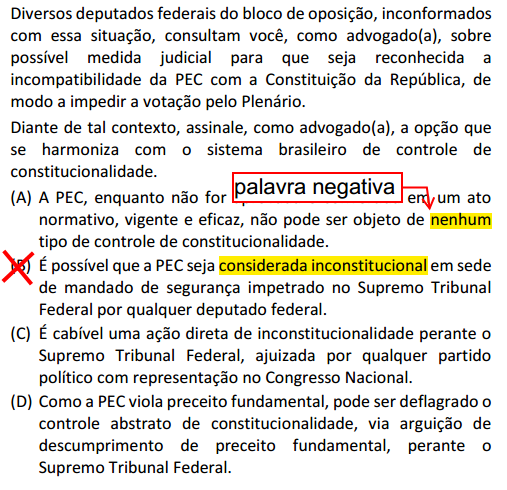 Print de questão da OAB