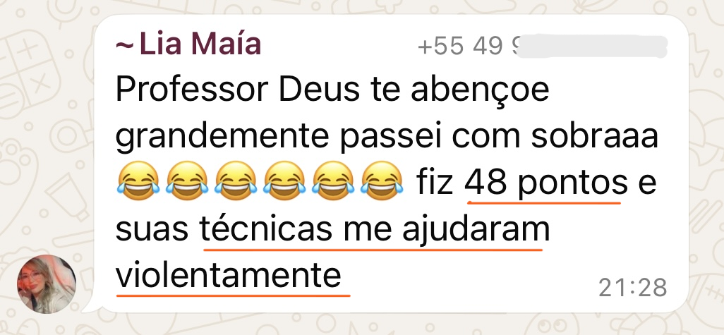 Depoimento de aluna