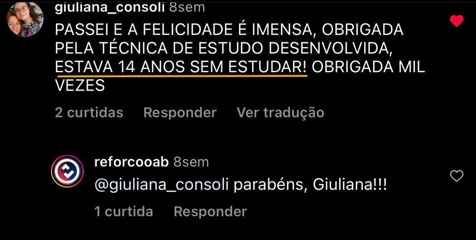 Depoimento de aluno